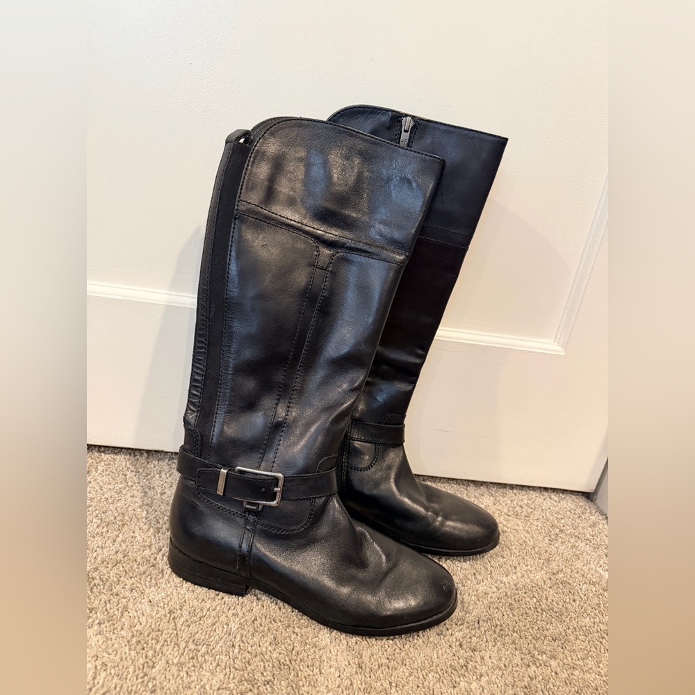 🖤 Marc Fisher Black Leather Knee-High Women's Riding Boots Size 9